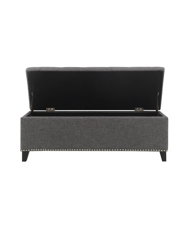 Streamdale Furniture Streamdale 47.5" Storage Ottoman Bench with Safety Hinge, Button-Tufted, Supports 500lbs - Dark Grey