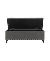 Streamdale Furniture Streamdale 47.5" Storage Ottoman Bench with Safety Hinge, Button-Tufted, Supports 500lbs - Dark Grey