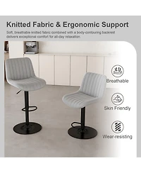 Streamdale Grey Swivel Bar Stools with Adjustable Height (Set of 2)