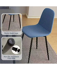 Streamdale Modern Blue Knit Dining Chairs with Iron Legs (Set of 4)