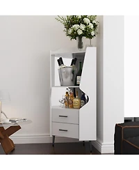 Streamdale Furniture Streamdale Wooden Corner Bar Cabinet with Storage Shelves and Drawers, White
