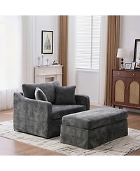 Streamdale Modern Farmhouse Performance Chair with Ottoman, Charcoal