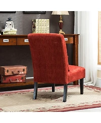 Streamdale Pisano Contemporary Chenille Fabric Armless Chair with Pillow, Red