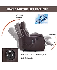 Streamdale Furniture Brown Pu Power Lift Recliner with Massage
