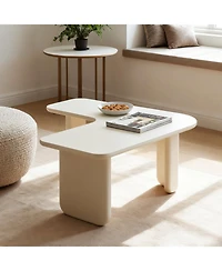 Streamdale Furniture Streamdale Modern L-Shape Coffee Table, Multi-layer Green Paint, White