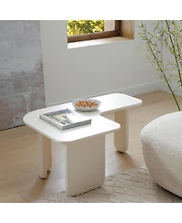 Streamdale Furniture Streamdale Modern L-Shape Coffee Table, Multi-layer Green Paint, White