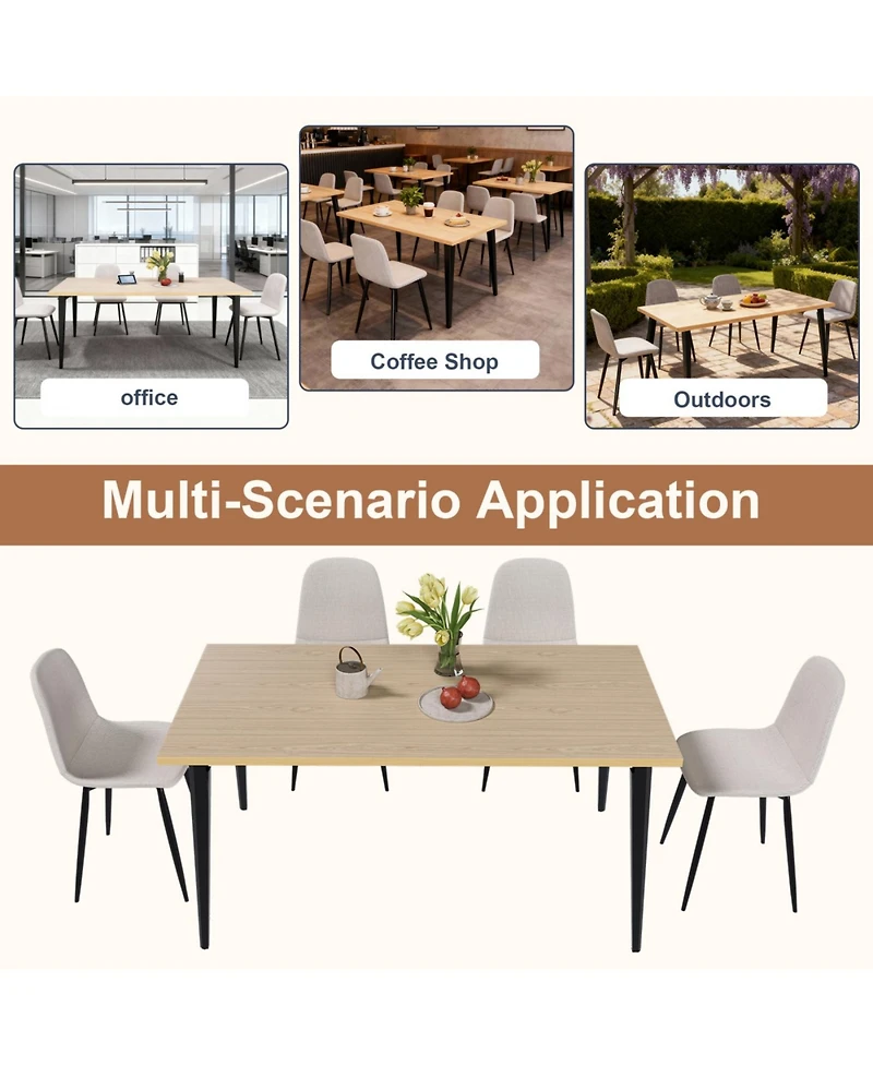 Streamdale Furniture Streamdale 63" Farmhouse Industrial Dining Table Set w/ 4 Beige Chairs, Iron Legs