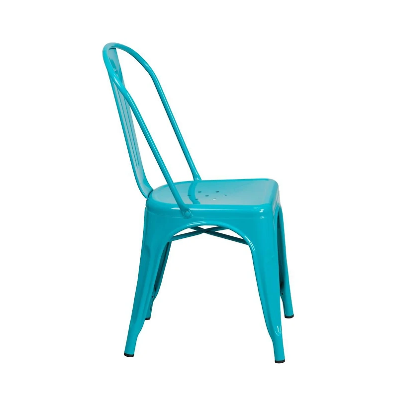 Emma+Oliver Commercial Grade 4 Pack Metal Indoor-Outdoor Stackable Chair