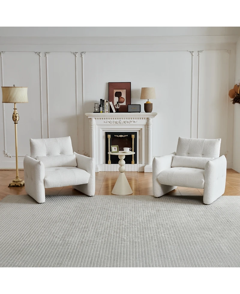 Streamdale Furniture Streamdale Modern Tufted Accent Chair with Velvet Upholstery and Lumbar Pillow