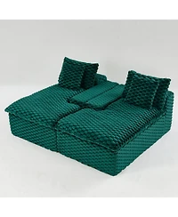 Streamdale Furniture Green Turtle Velvet Double Chaise Lounge Sofa