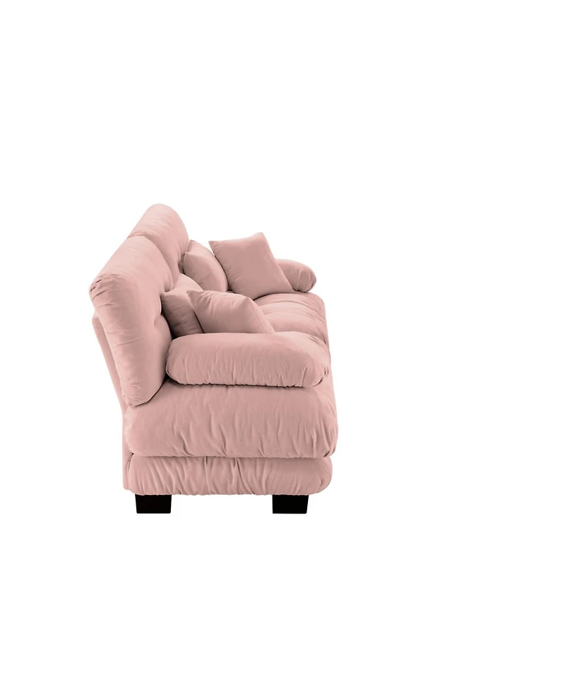 Streamdale Furniture Cloud Couch 2 Seater Sofa, Chenille Pink with 4 Pillows