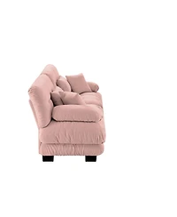 Streamdale Furniture Cloud Couch 2 Seater Sofa, Chenille Pink with 4 Pillows