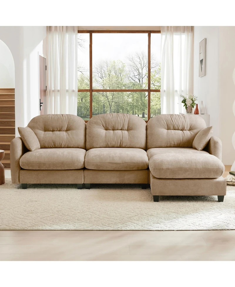 Streamdale Furniture Streamdale Modular Sectional L-Shaped Couch with Ottoman in Camel Chenille