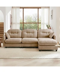 Streamdale Furniture Streamdale Modular Sectional L-Shaped Couch with Ottoman in Camel Chenille