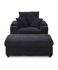 Streamdale Furniture Streamdale Oversized Accent Chair with Ottoman, Single Sofa Chair, Modern Comfy Armchair, Black