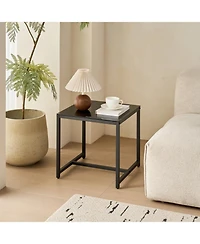 Streamdale Black Glass Night Stand, Mdf Side Table, Small Tea Table