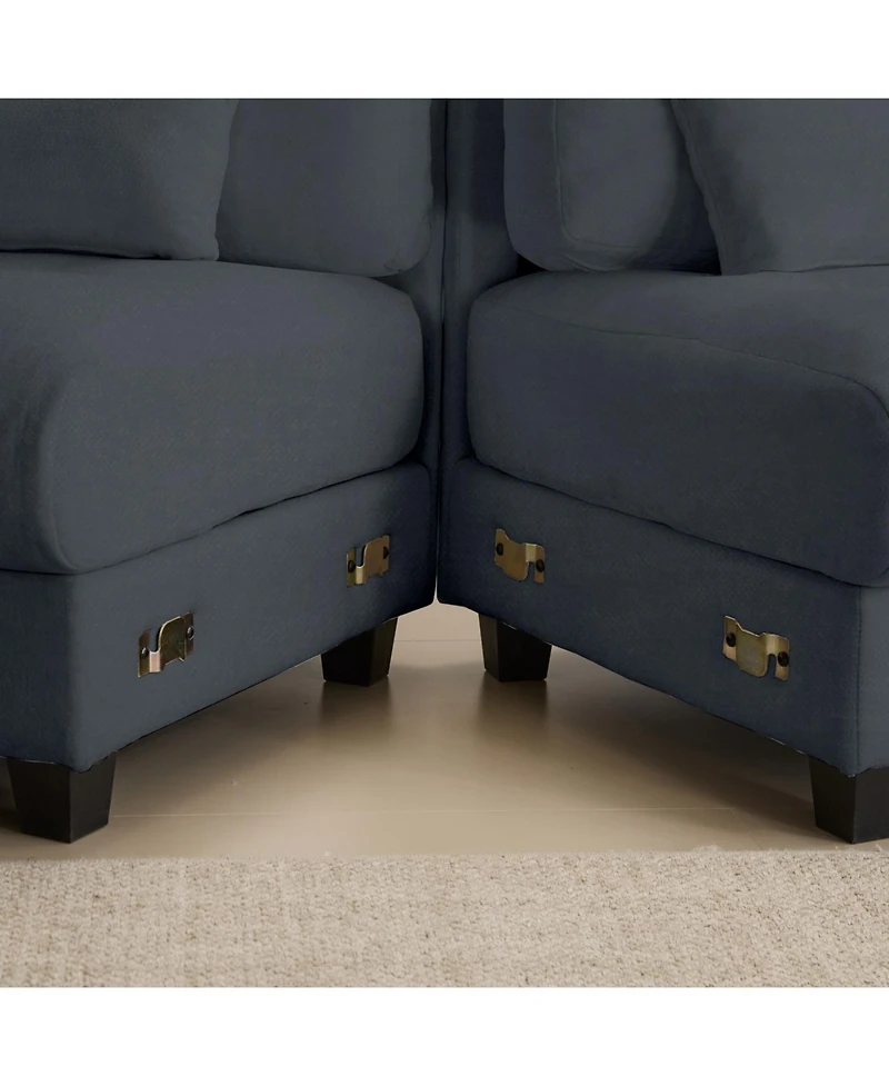 Streamdale Furniture Streamdale 4-Seater Sofa with 2 Ottomans, Adjustable Backrest, 350lb/Seat, Chenille