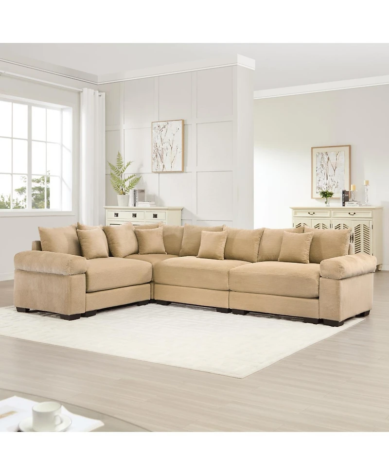 Streamdale Furniture Streamdale Oversized Cloud Modular Sectional Couch with 12 Pillows, Camel