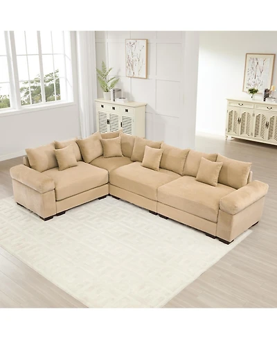 Streamdale Furniture Streamdale Oversized Cloud Modular Sectional Couch with 12 Pillows, Camel