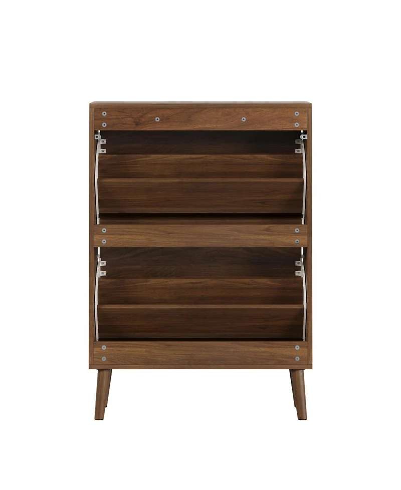 Streamdale Furniture Medieval Modern Independent Shoe Cabinet, Walnut Shoe Storage Cabinet, Fence Shoe Cabinet