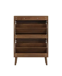 Streamdale Furniture Medieval Modern Independent Shoe Cabinet, Walnut Shoe Storage Cabinet, Fence Shoe Cabinet