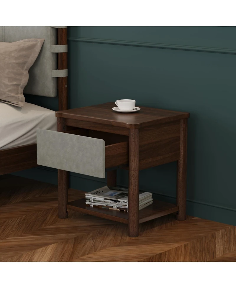 Streamdale Furniture Wood Nightstand, Modern Bedside Table with Drawer (Set of 2