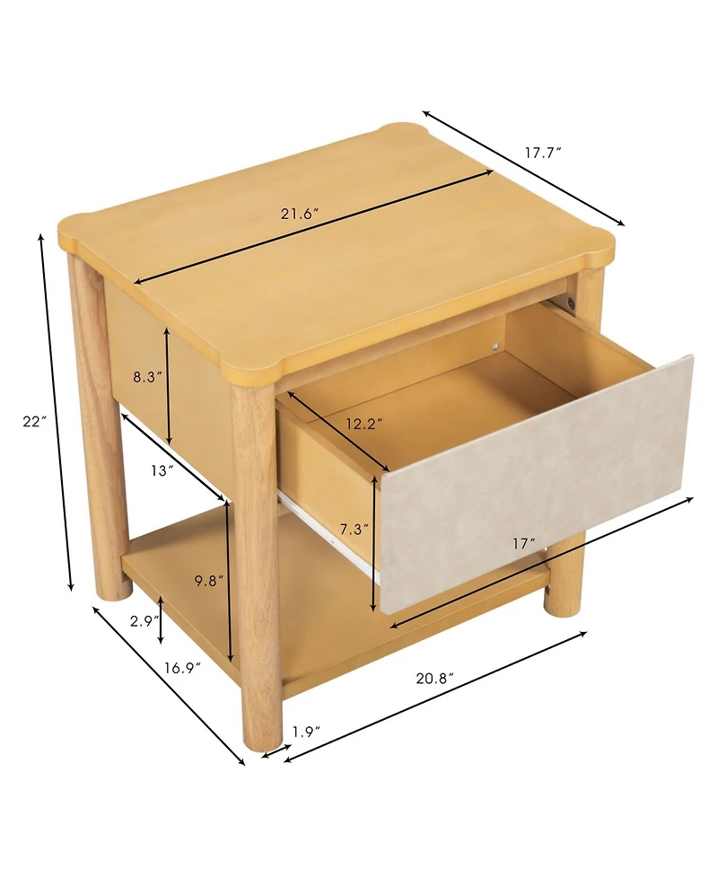 Streamdale Furniture Streamdale Wood Nightstand, Modern Bedside Table with Drawer (Set of 2