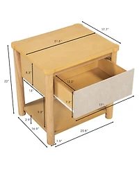 Streamdale Furniture Streamdale Wood Nightstand, Modern Bedside Table with Drawer (Set of 2