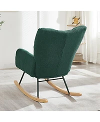 Streamdale Furniture Glider Chair for Living Room Teddy Fabric Rocking Chair with Metal Frame Green