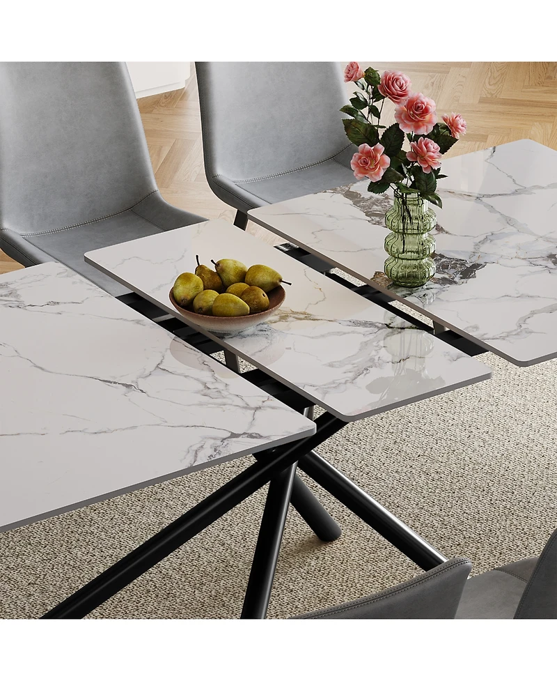 Streamdale Furniture 35" Round Black Glass Mid-Century Modern Dining Table