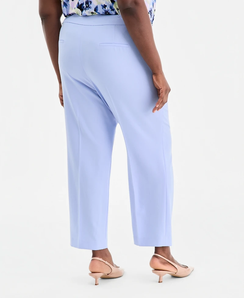 Kasper Plus Stretch Crepe Flat-Front Trousers