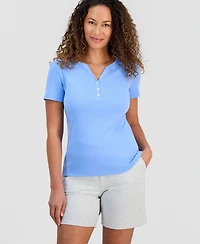 Style & Co Petite Cotton Henley Short-Sleeve T-Shirt, Exclusively at Macy's