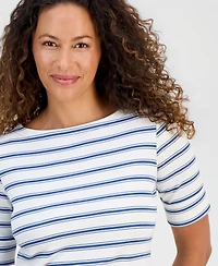 Style & Co Petite Boat-Neck Elbow-Sleeve Top, Macy's Exclusive