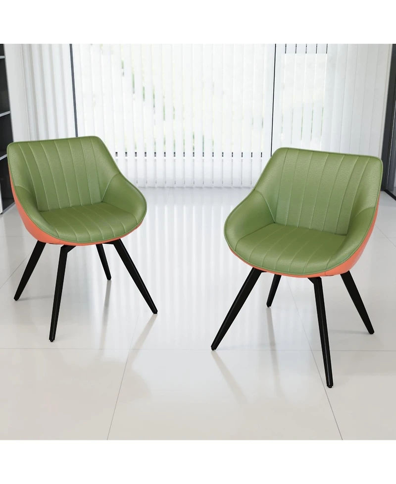 Streamdale Furniture Mdf Modern Round Coffee Table & 2 Pu Dining Chairs Set