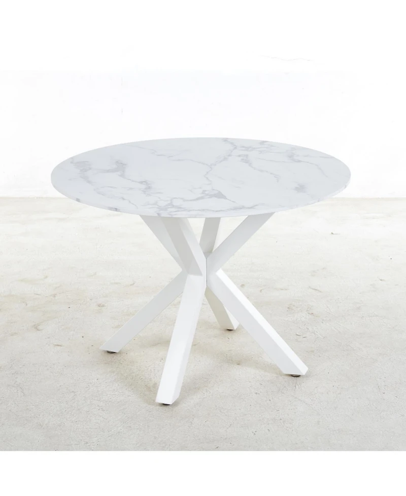 Streamdale Furniture 42.1" White Mid-century Dining Table with Round Mdf Top