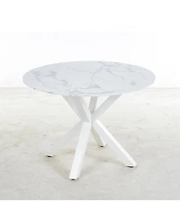 Streamdale Furniture 42.1" White Mid-century Dining Table with Round Mdf Top