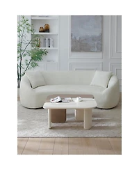 Streamdale Furniture 2 Pcs Modern Modular Coffee Table Set, Farmhouse Tables w/ Multi-layer Paint, Khaki+White