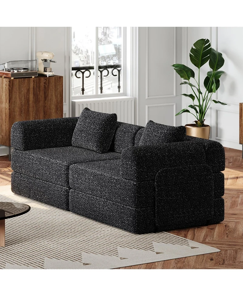 Streamdale Furniture 72.4" Convertible Sofa Bed with Storage Pockets and Cushions