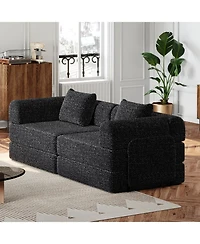 Streamdale Furniture 72.4" Convertible Sofa Bed with Storage Pockets and Cushions