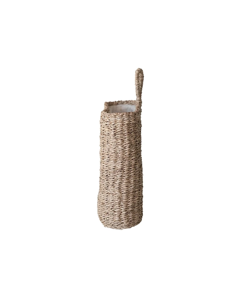 Storied Home Hand-Woven Seagrass Wall Basket with Loop and Cotton Lining, Natural