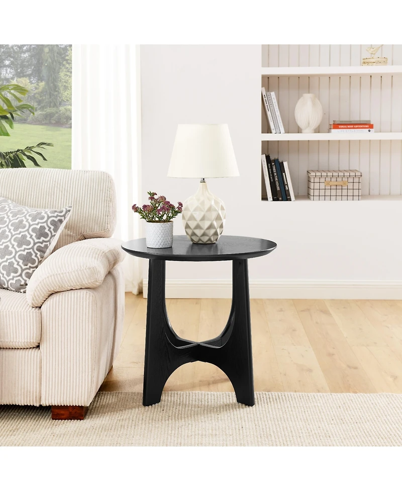 Casainc 25 Inch Round Wooden End Table and Side Table