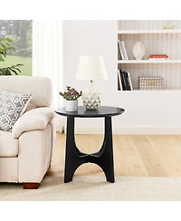 Casainc 25 Inch Round Wooden End Table and Side Table