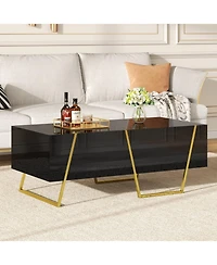 Streamdale Furniture Modern High Gloss Coffee Table with Storage &Base