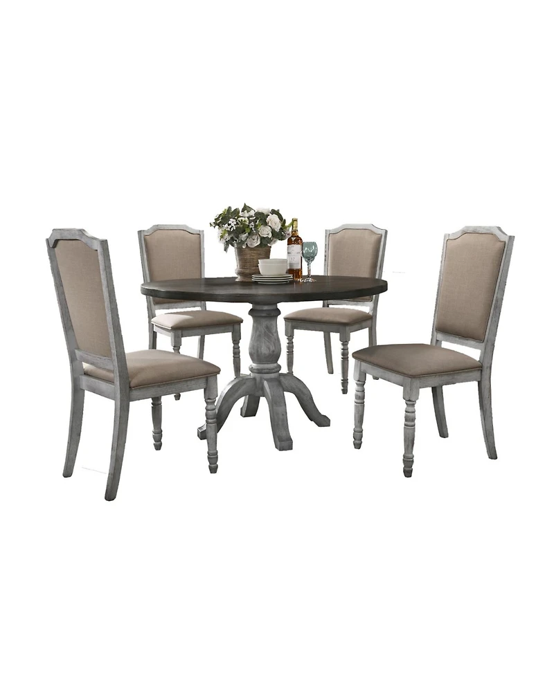 Streamdale Furniture Iris Weathered White Wood 5-Piece Dining Set