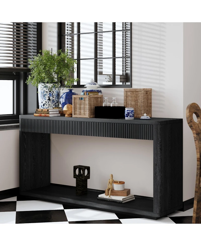 Streamdale Furniture 60" Modern 2-Drawer Fluted Console Table - Wood Veneer Sofa Table