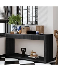 Streamdale Furniture 60" Modern 2-Drawer Fluted Console Table - Wood Veneer Sofa Table