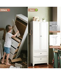 Streamdale Furniture 72 Inch White Pantry Cabinet with 2 Drawers