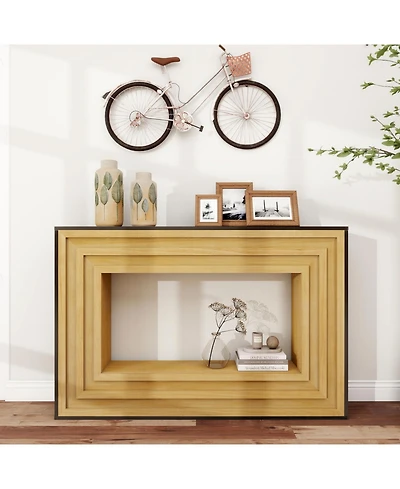 Streamdale Furniture Modern Contrast Console Table with Layered Wood Frame and Top