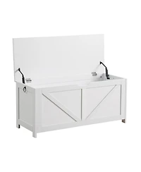 Streamdale Furniture Retro Toy Box Organizer Entryway Storage Bench with 2 Hinges