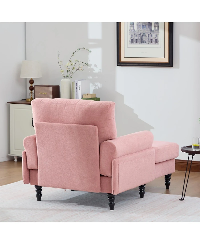 Streamdale Furniture Modern Minimalist Chenille Chaise Lounge Recliner Sofa with Armrests & Storage